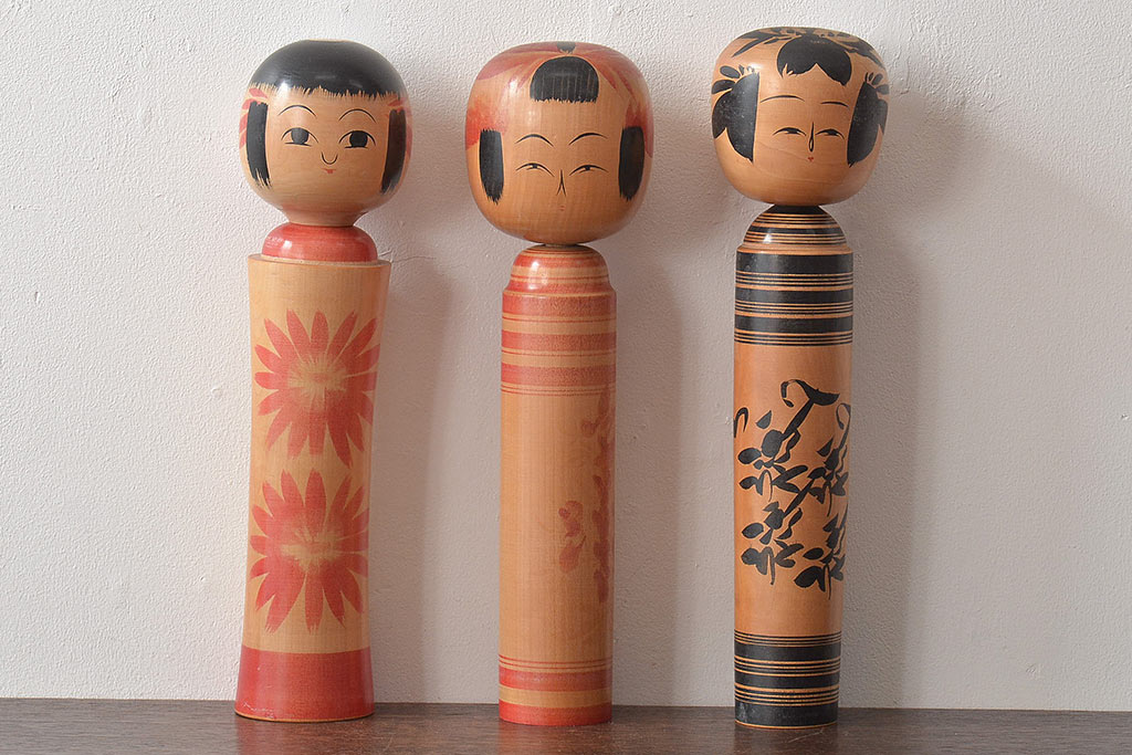 古い 伝統こけし8本(会津、花巻、郷土玩具)(R-044791