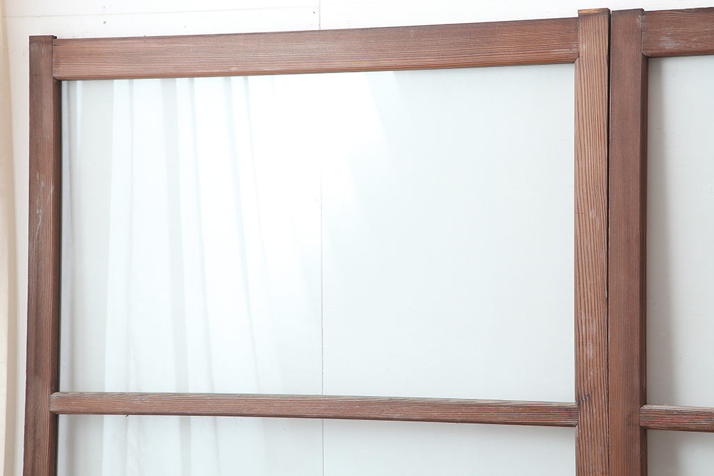 レトロ建具　昭和中期　シンプルなデザインのガラス戸4枚セット(引き戸)(R-044807)
