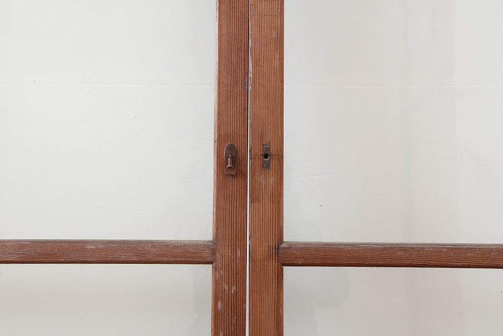 レトロ建具　昭和中期　シンプルなデザインのガラス戸4枚セット(引き戸)(R-044807)