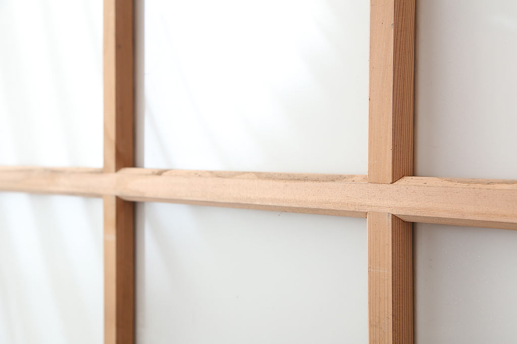 ビンテージ建具　昭和中期　幅の広いシンプルなガラス戸(引き戸)(R-044843)