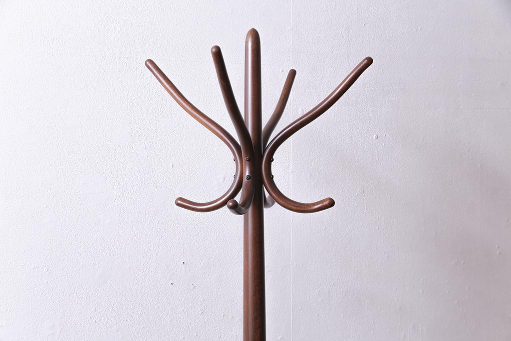 ビンテージ家具　秋田木工　曲げ木　品のある傘立て付きポールハンガー(帽子掛け)(R-044879)