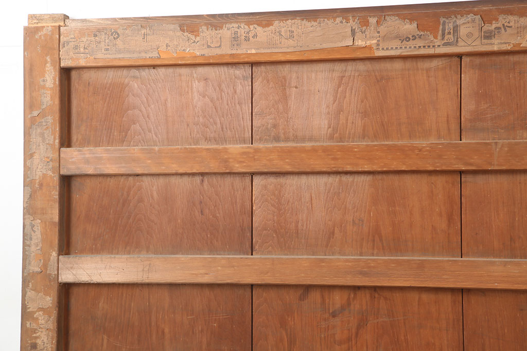 アンティーク建具　大正期　総ヒノキ材　すっきりとした佇まいの蔵戸(玄関戸、板戸、引き戸、建具)(R-044889)