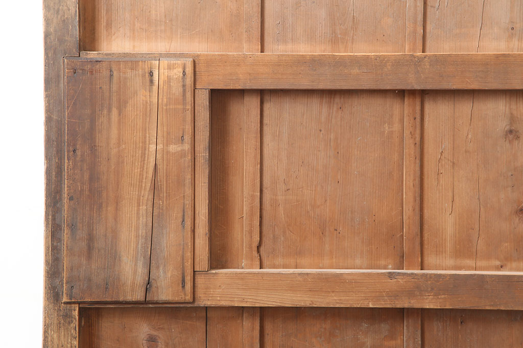 アンティーク建具　明治大正期　ヒノキ材　味わい深さが魅力の蔵戸(玄関戸、引き戸)(R-044892)