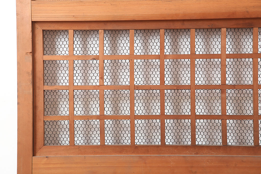 アンティーク建具 明治大正期 総ヒノキ材 亀甲金網 和の風情