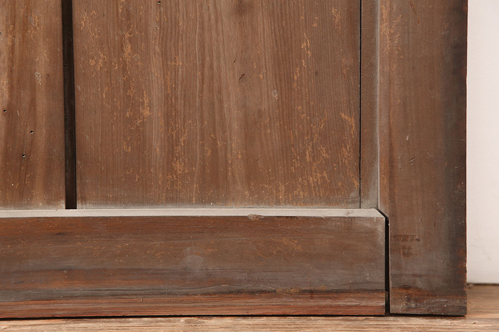 アンティーク建具　明治大正期　ヒノキ材の質感が情緒あふれる蔵戸(玄関戸、引き戸、建具)(R-044894)