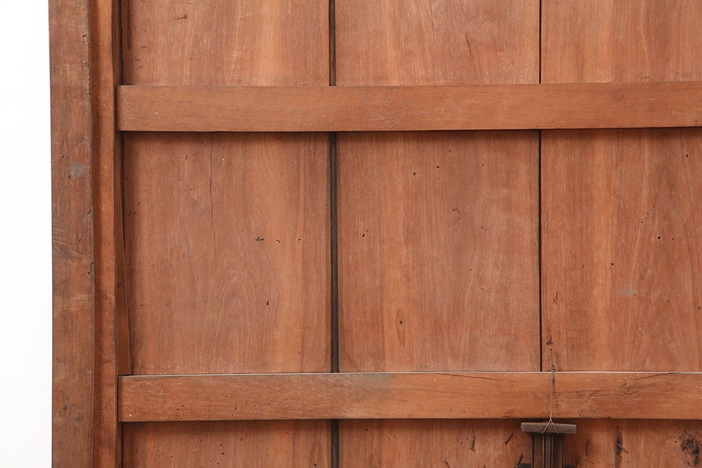 アンティーク建具　明治大正期　ヒノキ材の質感が情緒あふれる蔵戸(玄関戸、引き戸、建具)(R-044894)