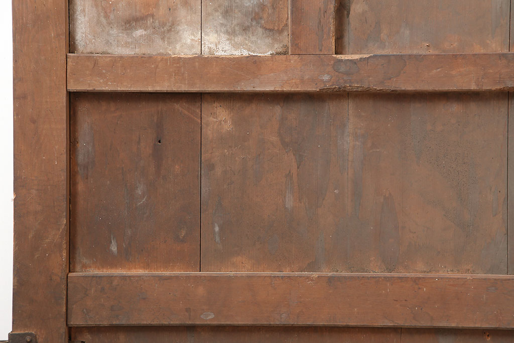 アンティーク建具　ヒノキ材　昭和初期　味わいのある風合いの門扉一対(蔵戸、建具、玄関戸)(R-044900)