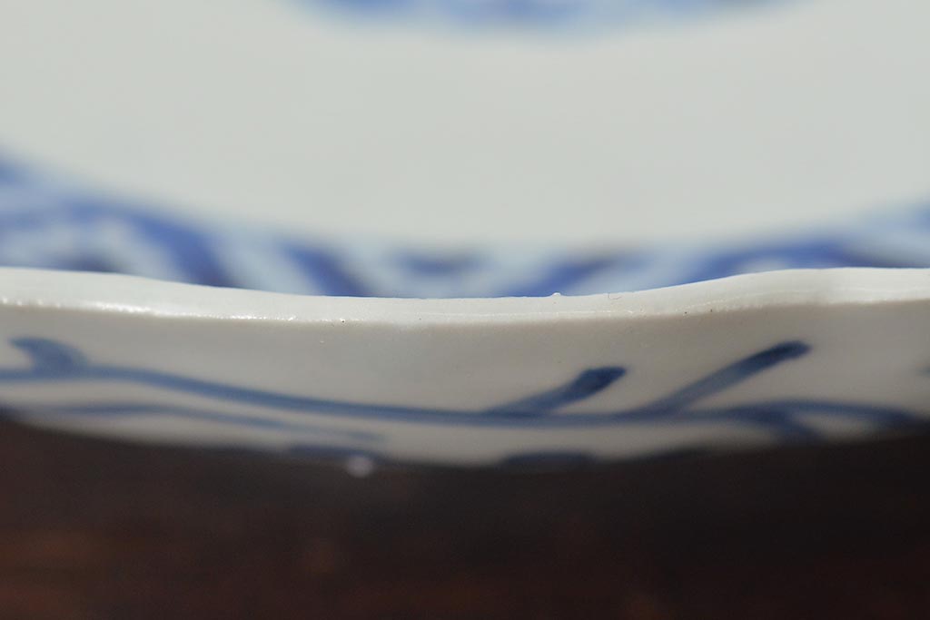 江戸期　古伊万里　大明成化年製　蛸唐草文　七寸皿2枚(変形皿、和食器)(R-044919)