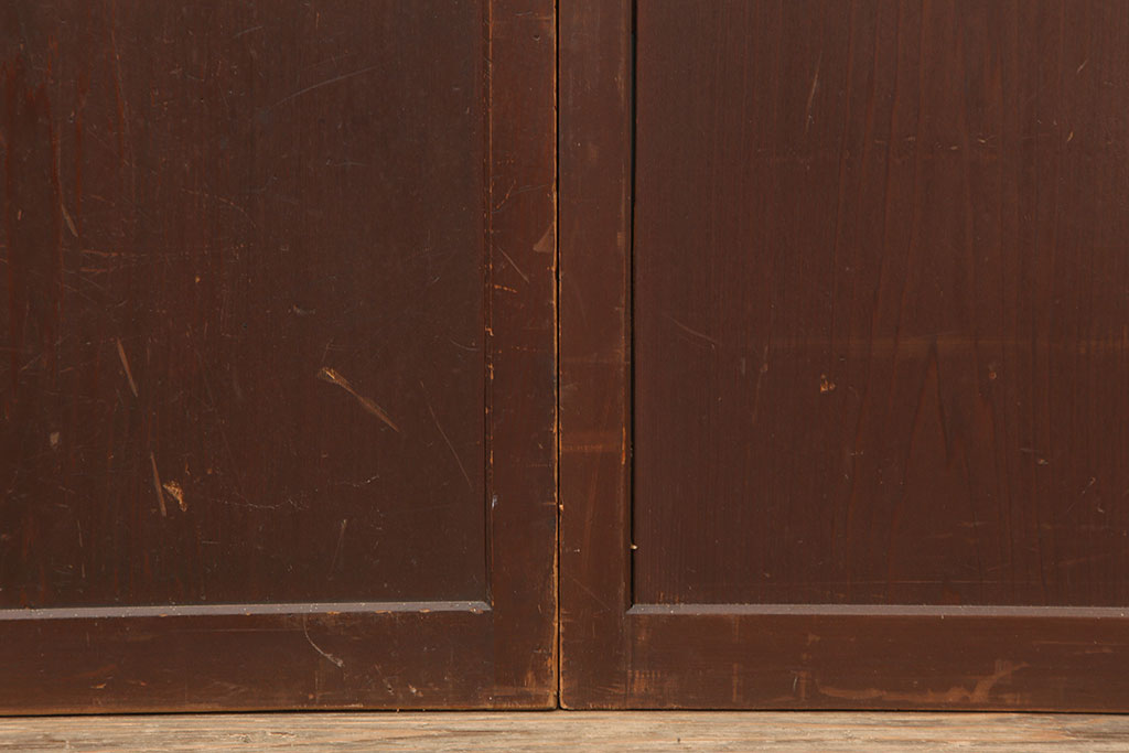 アンティーク建具　明治大正期　木味が魅力的な舞良戸2枚セット(板戸、帯戸、引き戸、建具)(R-044926)