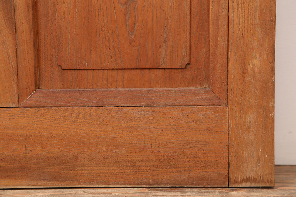アンティーク建具　大正昭和初期　木製　杢目が美しい総ケヤキ材製のドア(木製扉)(R-044927)