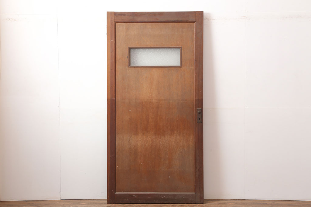 アンティーク建具 昭和中期 窓付きのレトロな木製ドア(扉)(R-044928 
