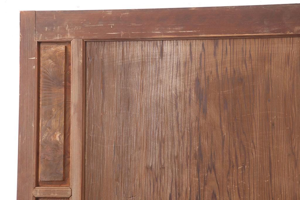 アンティーク建具　大正昭和初期　杉材一枚板　凝ったつくりの木製ドア(扉)(R-044933)