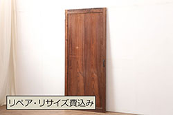 アンティーク建具　腰板欅(ケヤキ)材　上質な和を演出してくれる障子戸1枚(引き戸、ガラス帯戸、格子戸)(R-068857)