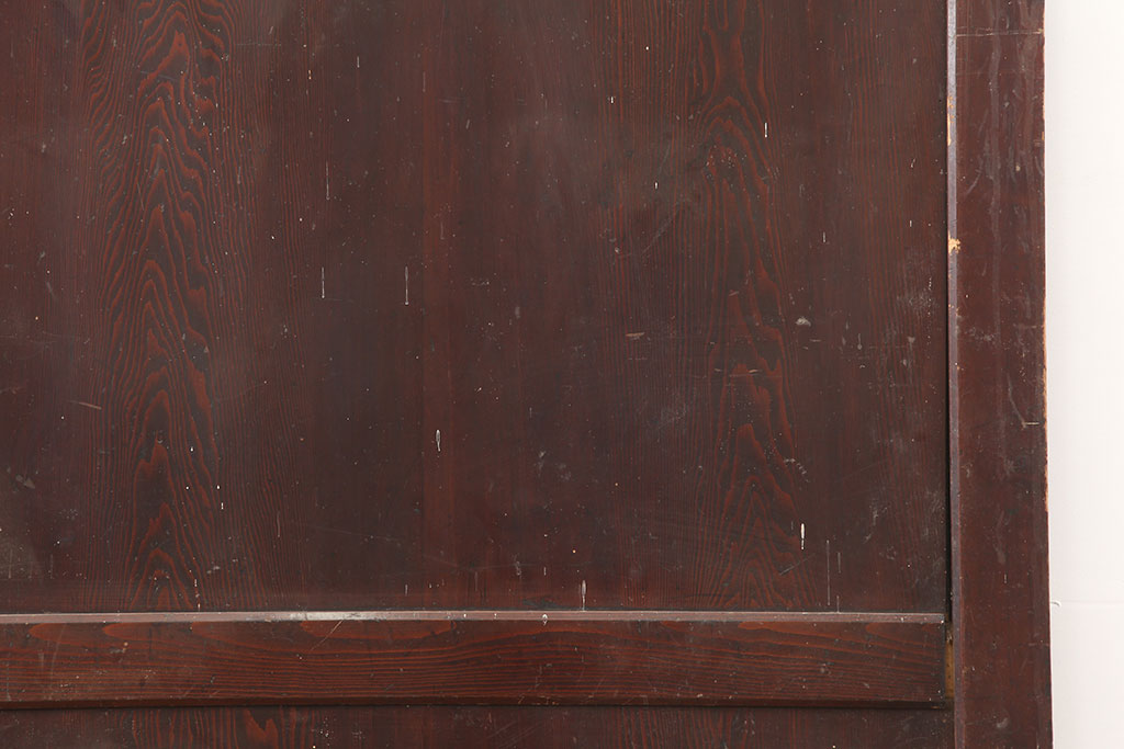 アンティーク建具　明治期　古い木の風合いが魅力のシンプルな板戸2枚セット(帯戸、引き戸)(R-044953)