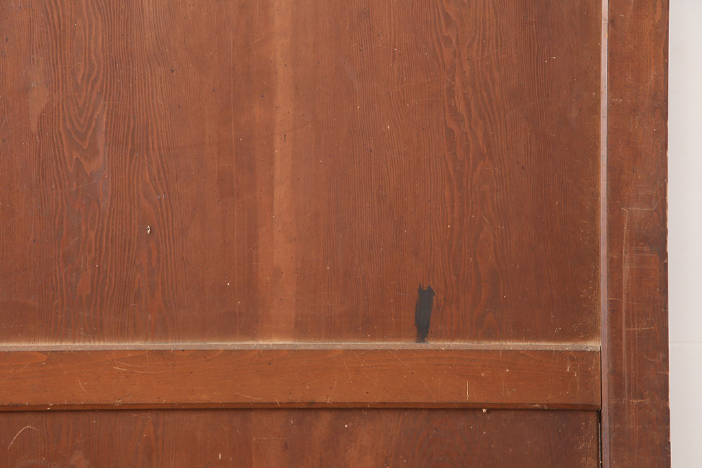 アンティーク建具　明治期　古い木の風合いが魅力のシンプルな板戸2枚セット(帯戸、引き戸)(R-044953)