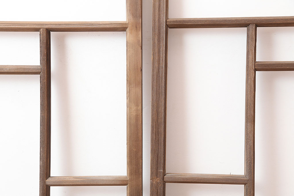 アンティーク建具　昭和初期　大正ロマンの空間におすすめのガラス戸2枚セット(引き戸)(R-044968)