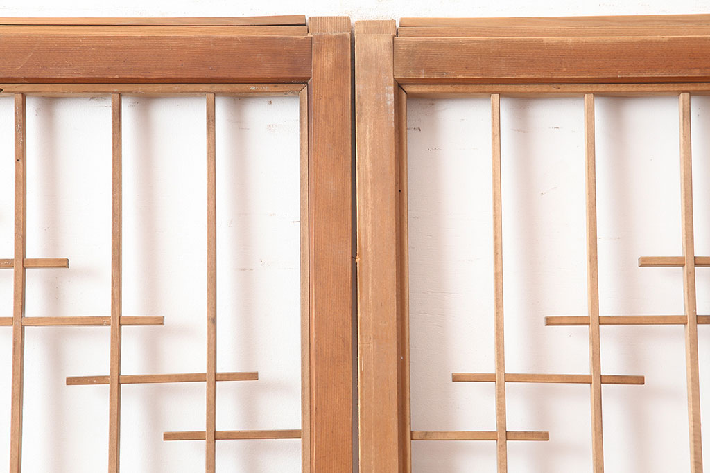 アンティーク建具　昭和中期　組子のデザインが目を引く障子戸2枚セット(引き戸)(R-044985)