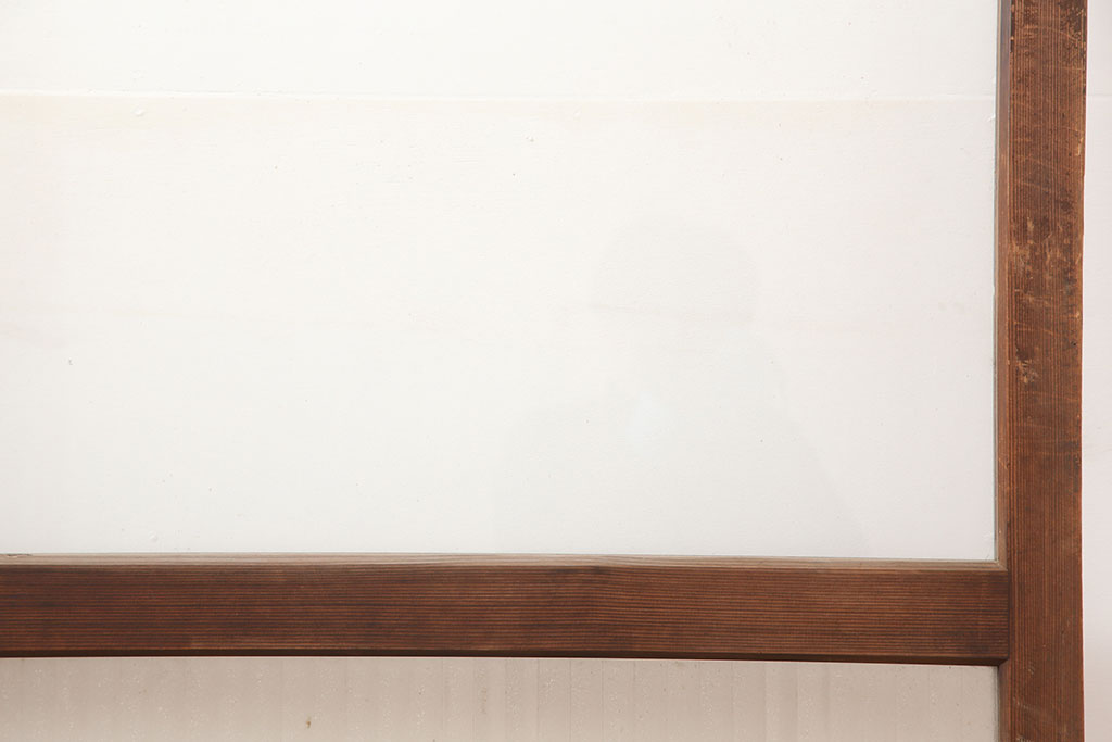 アンティーク建具　昭和中期　クリアガラス・銀モールガラス　レトロな雰囲気が素敵なガラス戸2枚セット(引き戸)(R-044986)