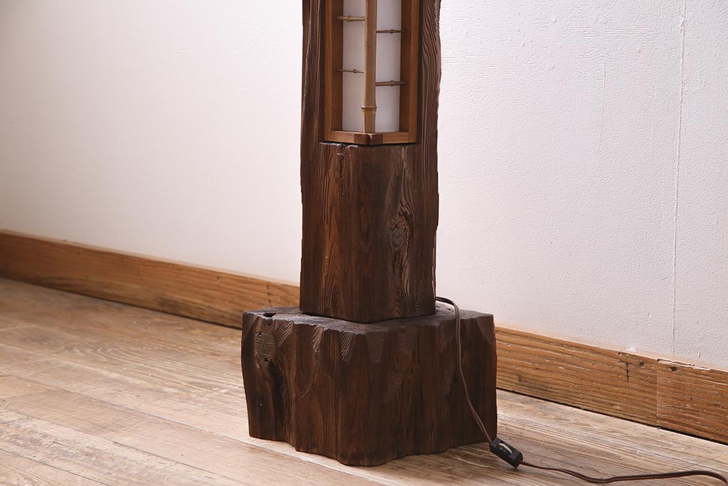 アンティーク照明　国産ビンテージ　杉材　和の風情漂う灯籠(灯篭)(R-044993)