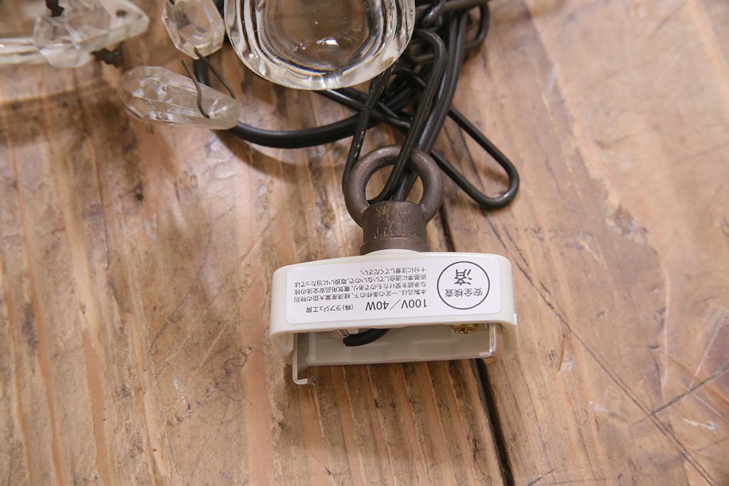 フランスアンティーク　鉄製　6灯　鍵のオブジェがついたシャビーなシャンデリア(天井照明、吊り下げ照明)(R-044994)