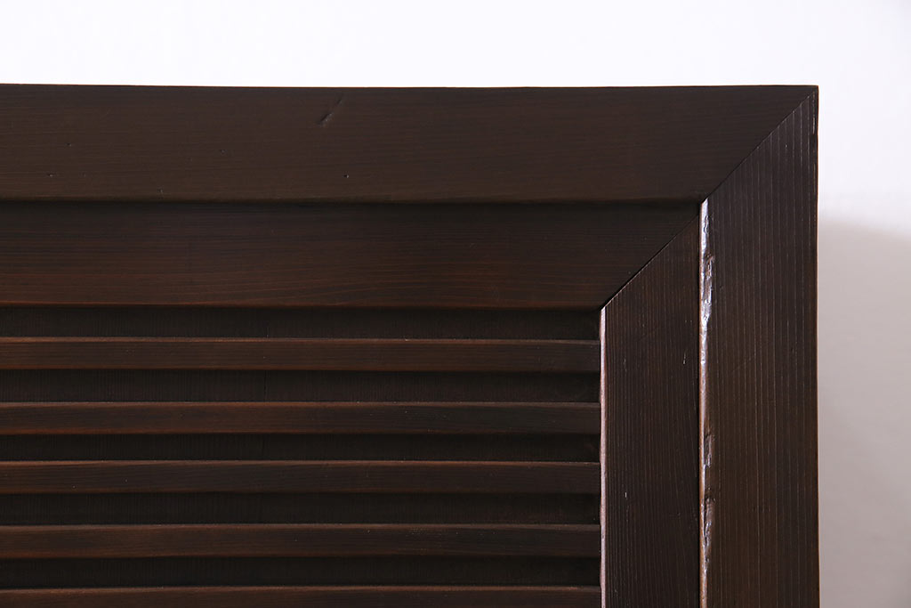 アンティーク家具　ヒノキ材　横桟引き戸が魅力的な美濃帳場箪笥・上段(収納棚、キャビネット)(R-044996)