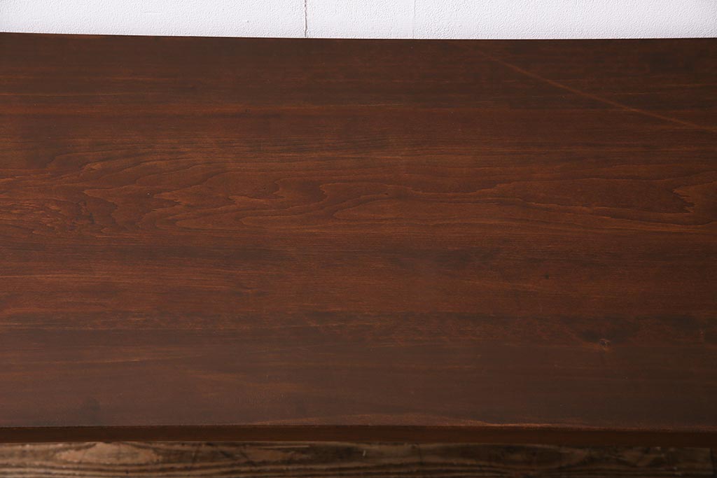 ビンテージ家具　和製　昭和中期　ヒノキ一枚板　古材を活かした鉄脚テーブル(作業台、アイアンテーブル、コンソールテーブル)(R-045001)