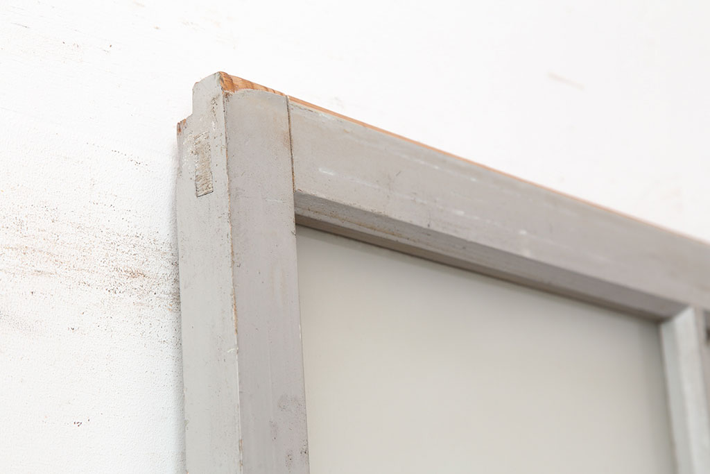 アンティーク建具　淡いグレーがおしゃれなペイントガラス戸1枚(引き戸、建具)(R-045004)