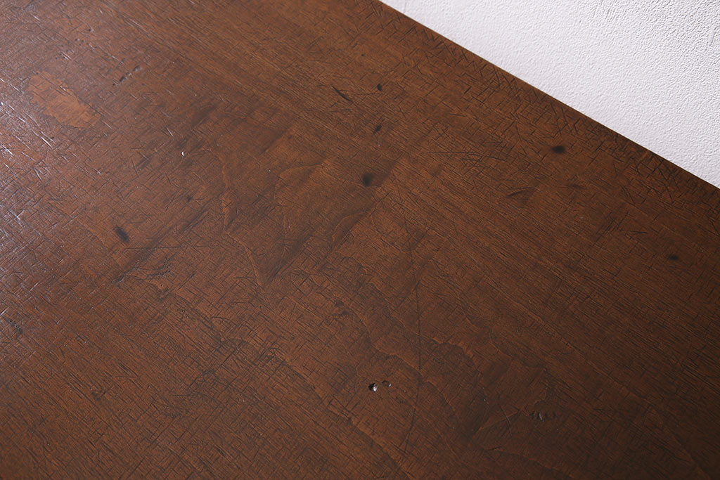 アンティーク家具　特大!　古材一枚板リメイク　朴の木材を活かしたシンプルな鉄脚テーブル(コンソールテーブル)(R-045024)