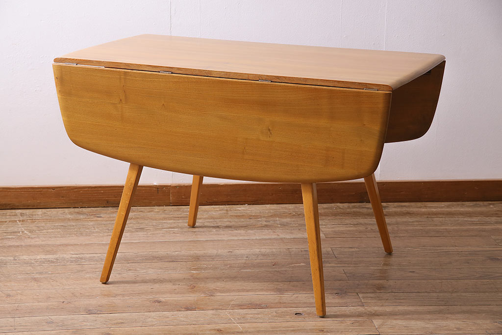 ヴィンテージ家具　イギリスビンテージ　ERCOL(アーコール)　エルム材　スクエアドロップリーフテーブル(バタフライテーブル)(R-045030)