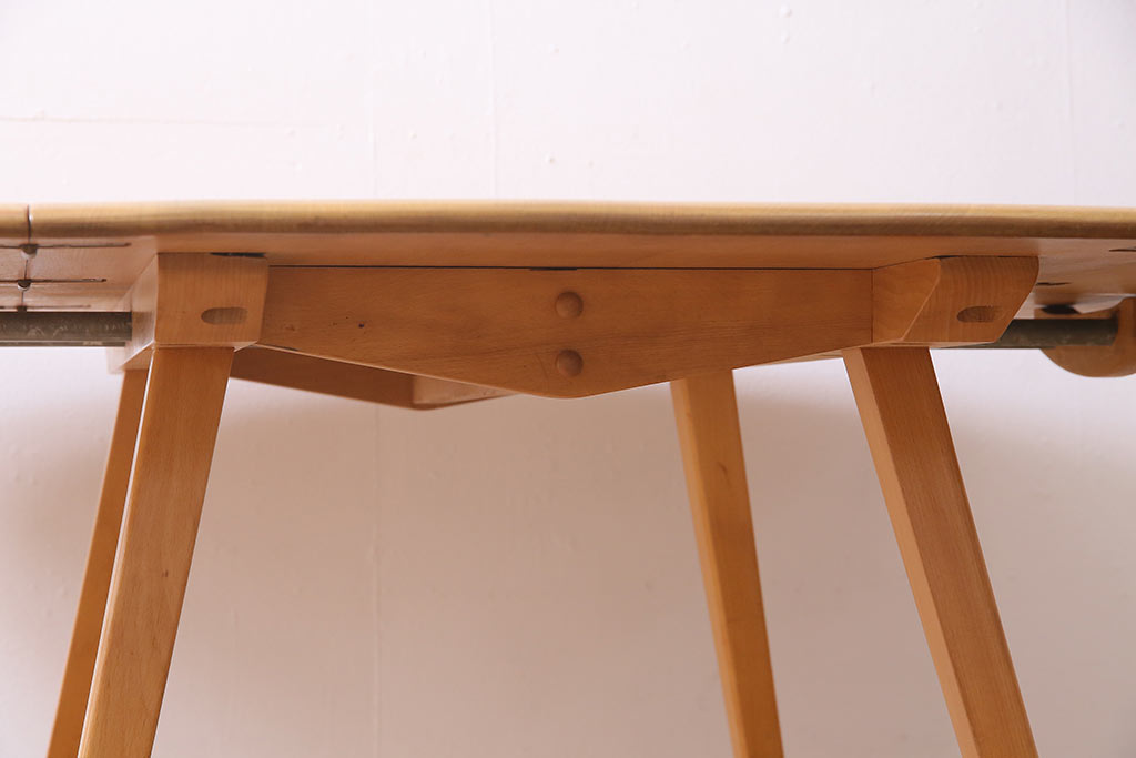 ヴィンテージ家具　イギリスビンテージ　ERCOL(アーコール)　エルム材　スクエアドロップリーフテーブル(バタフライテーブル)(R-045030)