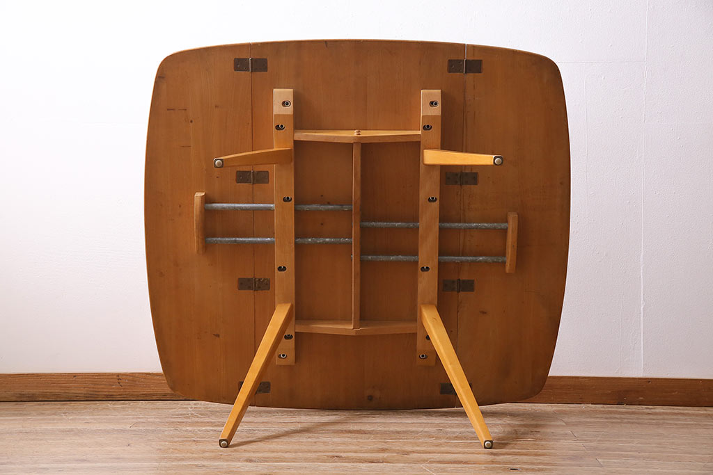 ヴィンテージ家具　イギリスビンテージ　ERCOL(アーコール)　エルム材　スクエアドロップリーフテーブル(バタフライテーブル)(R-045030)