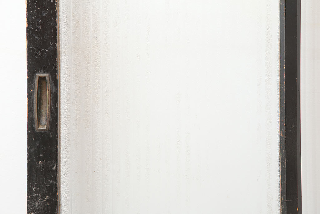 アンティーク建具　昭和初期　漆塗り　凛とした上品さ漂うガラス戸2枚セット(引き戸)(R-045041)