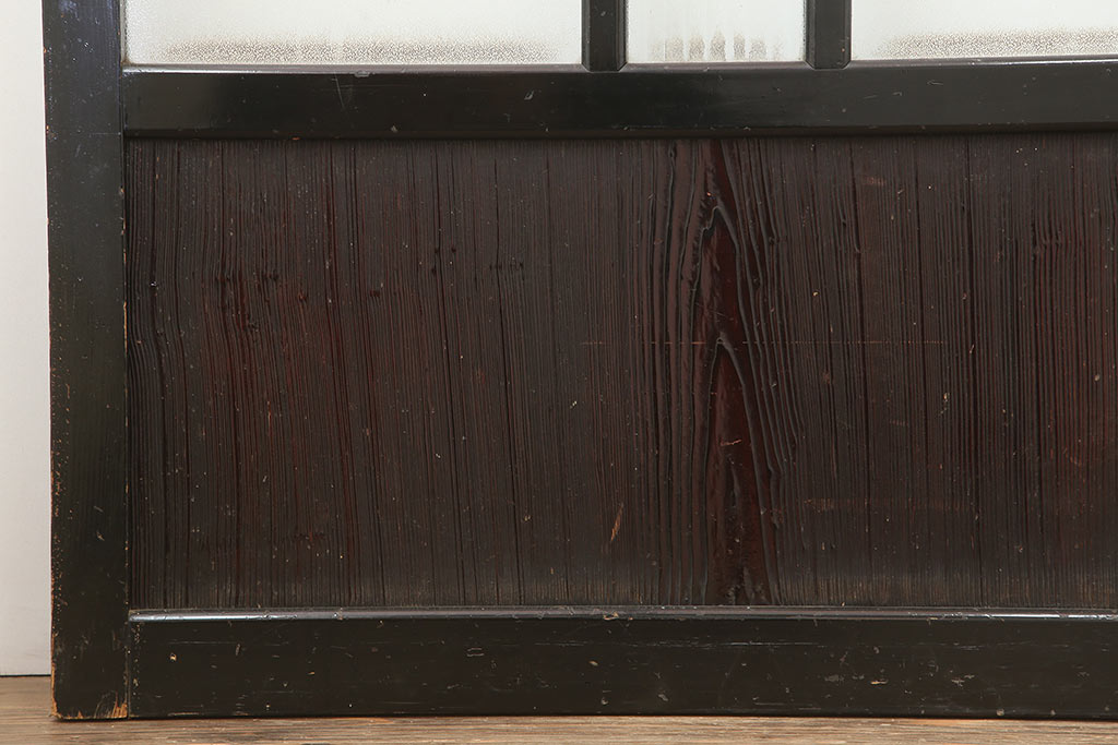 アンティーク建具　最高級　石川県産　総漆塗り　浮造り仕上げ　上品な雰囲気を演出するガラス戸4枚セット(引き戸、建具)(R-045043)