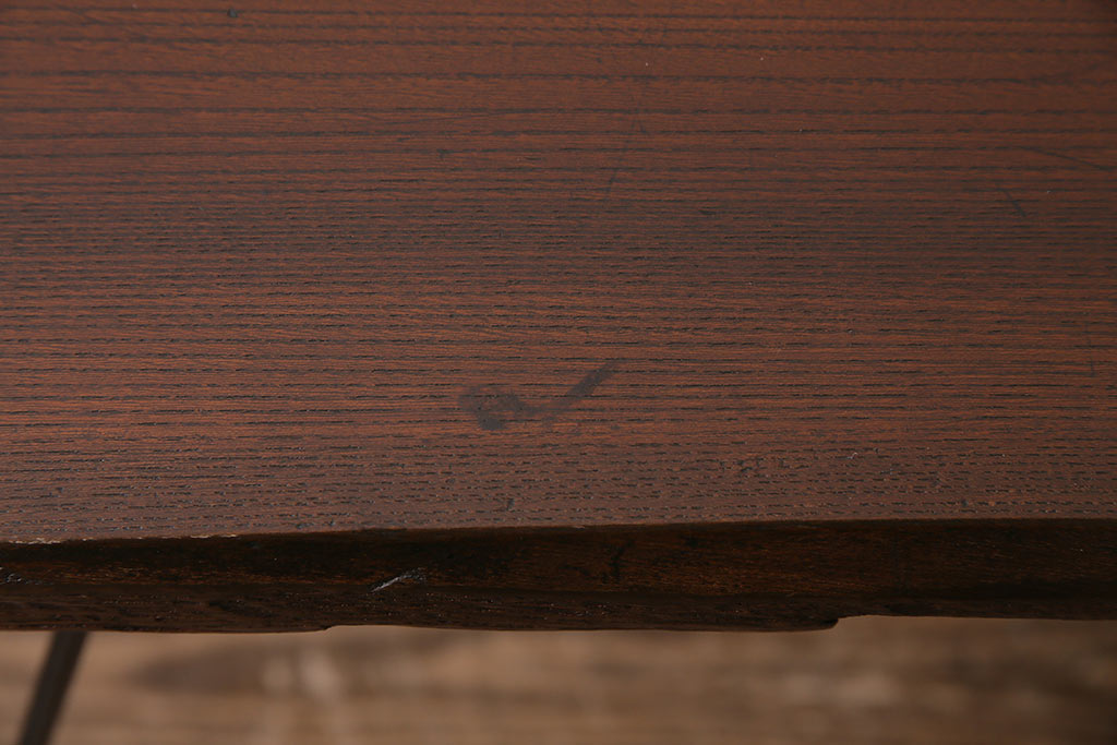 アンティーク家具　古材リメイク　ケヤキ材一枚板を使用した鉄脚テーブル(コンソールテーブル、作業台)(R-045047)