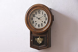 アンティーク時計　大正期　愛知時計電機(アイチ、AICHI)　電池式　頭丸型　温かみのある雰囲気が魅力の柱時計(掛け時計、古時計)(R-045057)