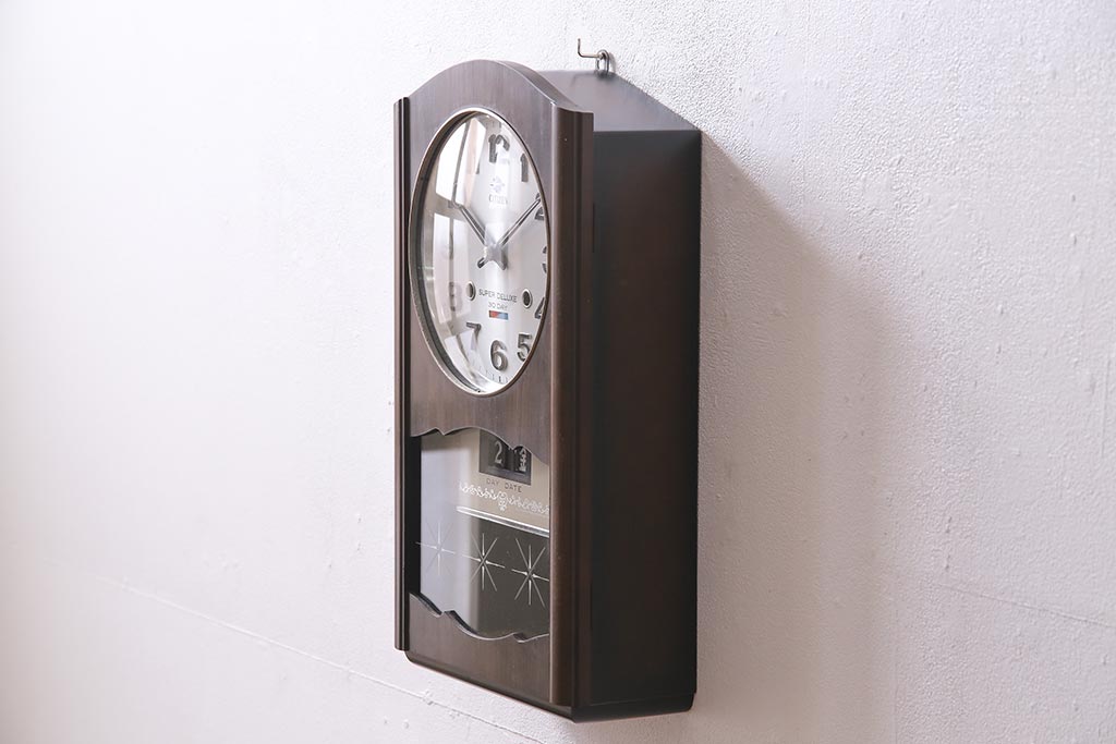 ビンテージ時計　昭和中期　CITIZEN(シチズン)　ゼンマイ式　カレンダー付き30日巻き　昔懐かしい昭和レトロな壁掛け時計(振り子時計、柱時計)(R-045058)