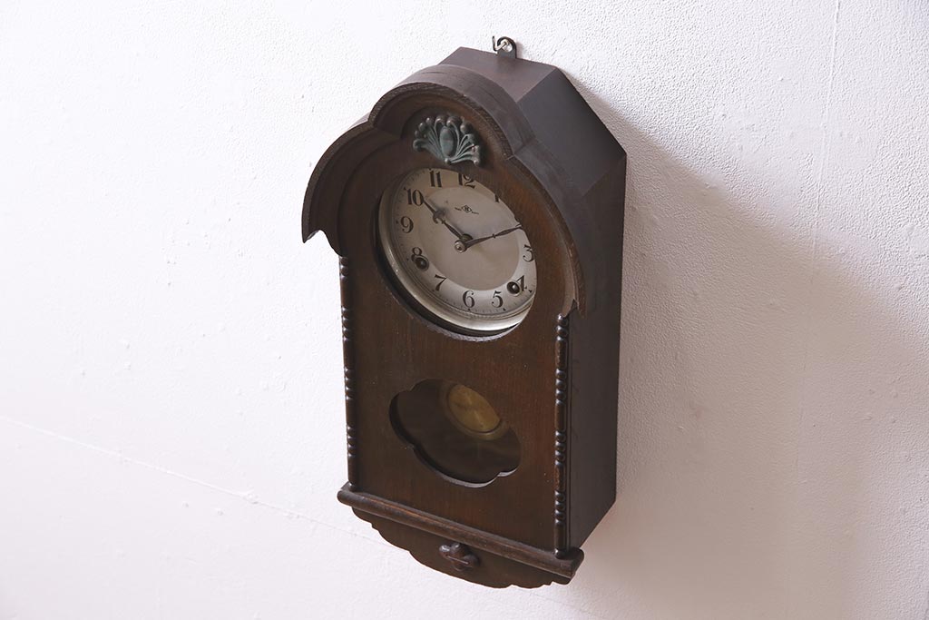 アンティーク時計　昭和初期　トレードマーク　CITIZEN(シチズン)　ゼンマイ式　 クラシカルなデザインがおしゃれな壁掛け時計(振り子時計、柱時計)(R-045059)