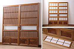 古民具・骨董　和製アンティークの趣のある簾戸(簀戸、葦戸)4枚セット(3)