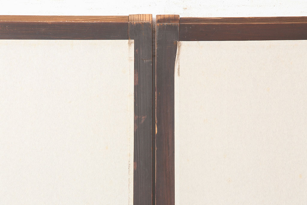 アンティーク建具　幅狭　和レトロな格子戸4枚セット(引き戸、ガラス帯戸、建具)(R-045073)