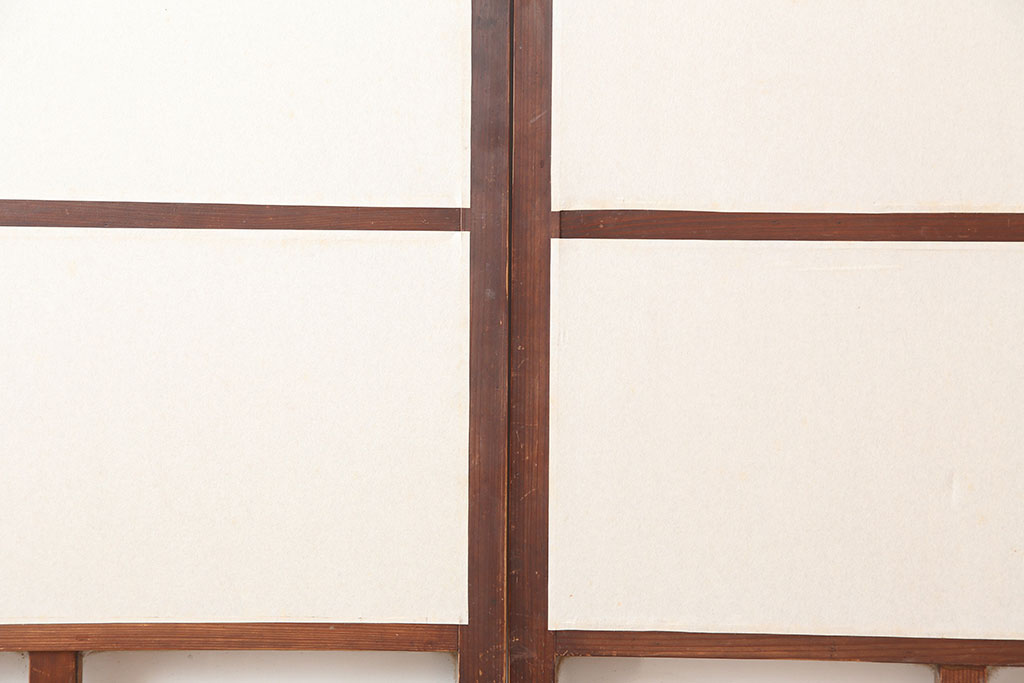アンティーク建具　幅狭　和レトロな格子戸4枚セット(引き戸、ガラス帯戸、建具)(R-045073)