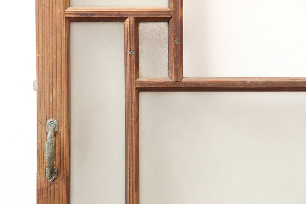 アンティーク建具　昭和初期　レトロ　色ガラスを入れて大正ロマン風に仕上げるドア(ガラス扉、建具)(R-045077)