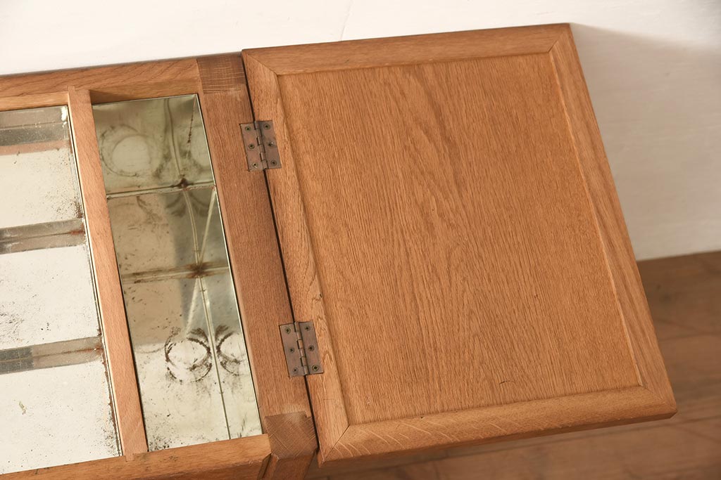 ヴィンテージ家具　ナラ材　画材入れとして使われていたキャスター付きワゴン(バタフライトロリー、ビンテージ)(R-045086)