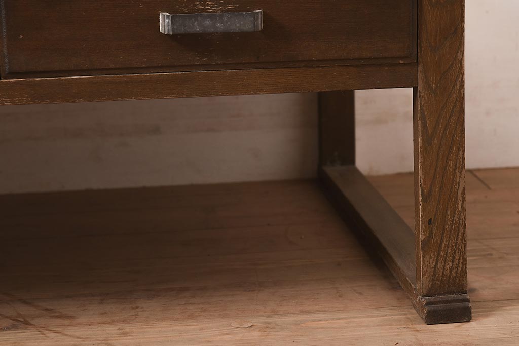 アンティーク家具　昭和中期　栓材　濃い木味のレトロな文机(ローテーブル)(R-045089)