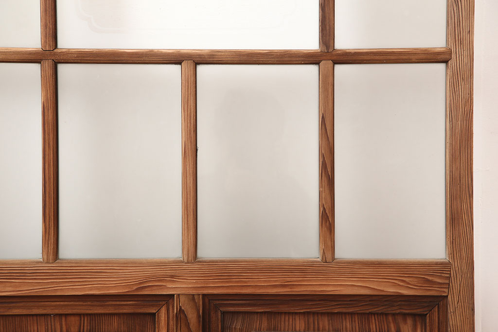 アンティーク建具　昭和初期　レトロな雰囲気が魅力の引き戸2枚セット(ガラス戸、建具)(R-045108)