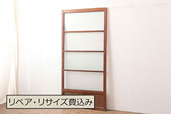 【セミオーダー家具実例】板戸4枚に高品質リペアを施しました。ホゾの緩みの締め直し・板部分の隙間の矯正など、建具として使用しても問題ないようリペア。組子の欠け部分は新材を使用してリペアし、障子を張替え。色味は現状の雰囲気や色味を活かして仕上げました。(引き戸、建具)