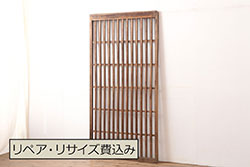 アンティーク建具　昭和初期　古い木の味わいが魅力の荒格子戸1枚(引き戸、建具)(R-045120)