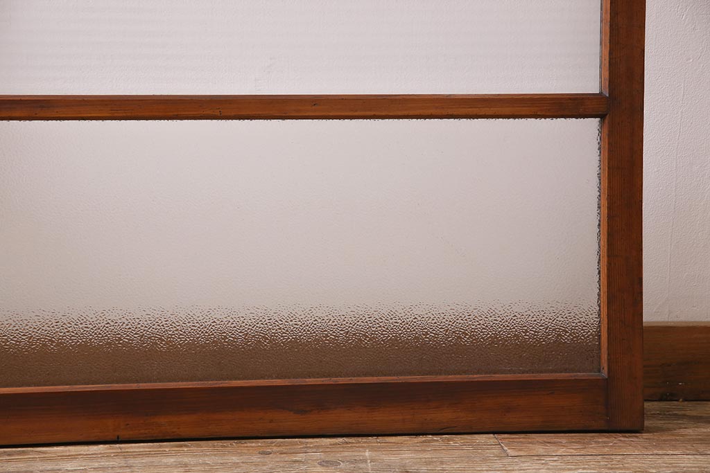 ビンテージ建具　昭和中期　ダイヤガラス・モールガラス　シンプルでレトロなガラス戸2枚セット(窓、引き戸)(R-045145)