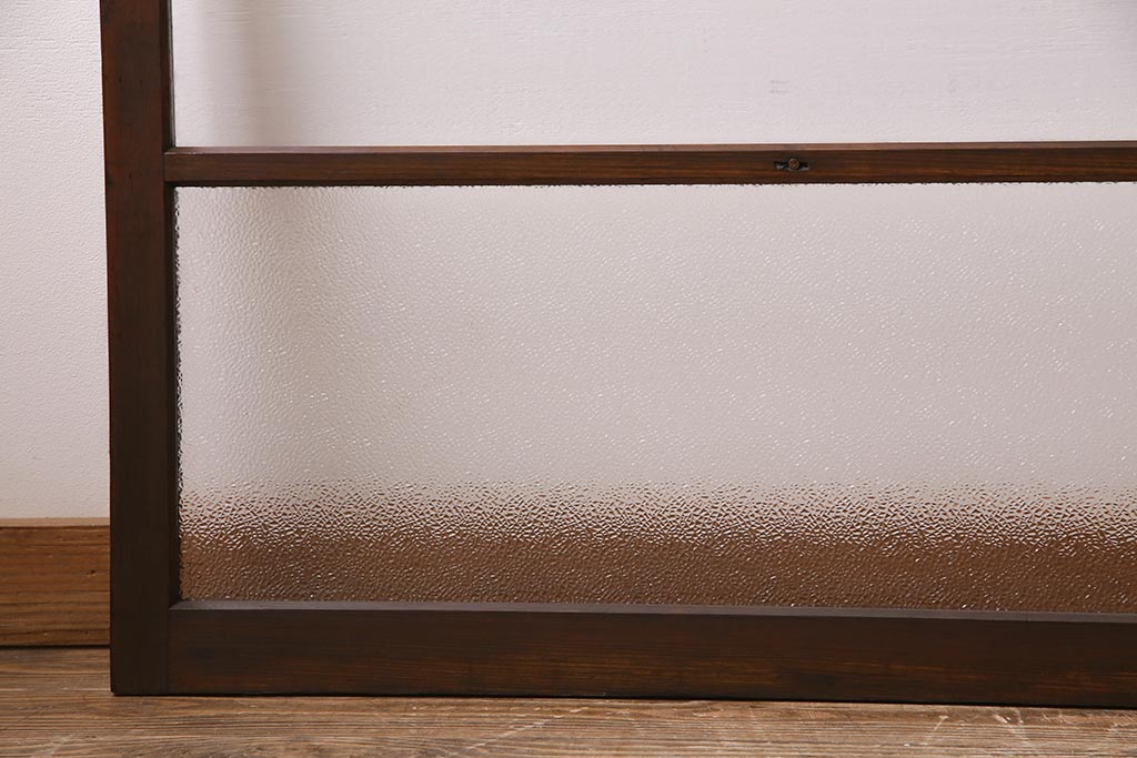ビンテージ建具　昭和中期　ダイヤガラス・モールガラス　シンプルでレトロなガラス戸2枚セット(窓、引き戸)(R-045145)