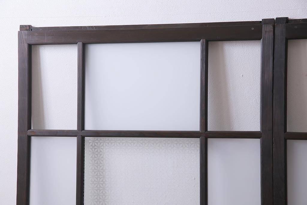 アンティーク建具 昭和初期 当店オリジナルガラス・花菱模様 大正