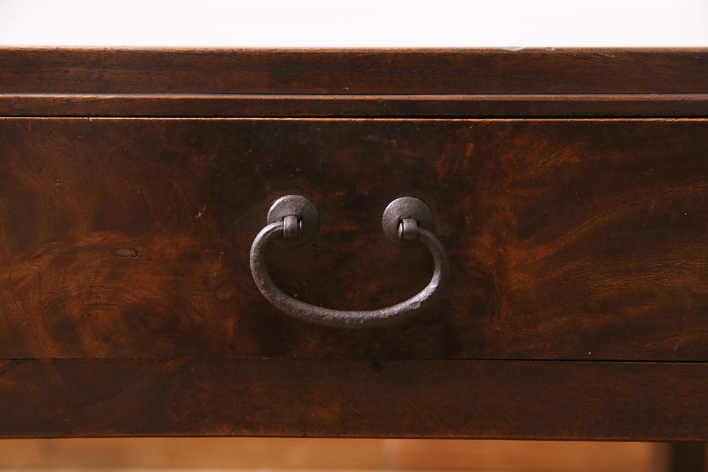 アンティーク家具　和製　大正昭和初期　総ケヤキ材　引き出し付き　品のある佇まいが魅力の文机(ローテーブル、座机)(R-045329)